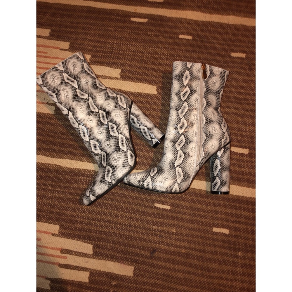 Faux snakeskin boots
